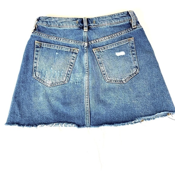We The Free Breezy A Line Distressed Button Fly Denim Skirt Size 25 - Picture 5 of 9